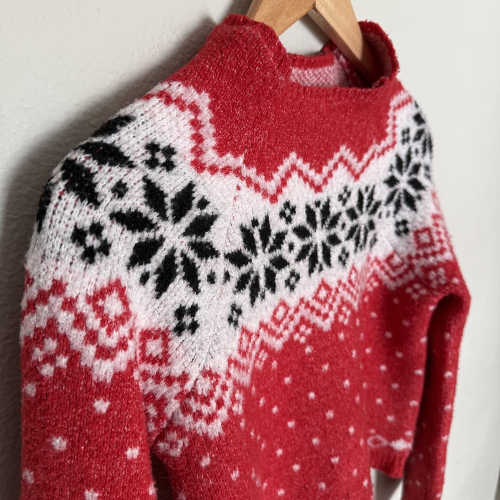 No Boundaries Oversized XXS Nordic Snowflake Holiday Pullover Sweater Ski Winter - Picture 5 of 16